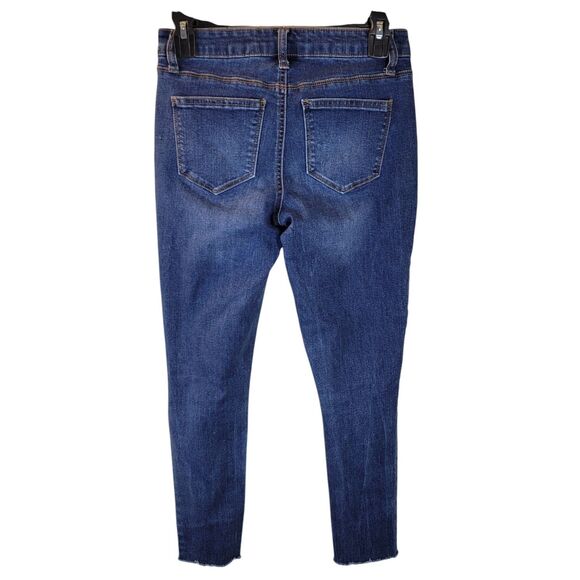 Tinseltown Womens Size 3 Blue Solid Knee Ripped Skinny Jeans - Picture 6 of 11